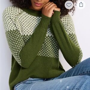 Staccato Fonsi Olive & Cream Patterned Crewneck Sweater